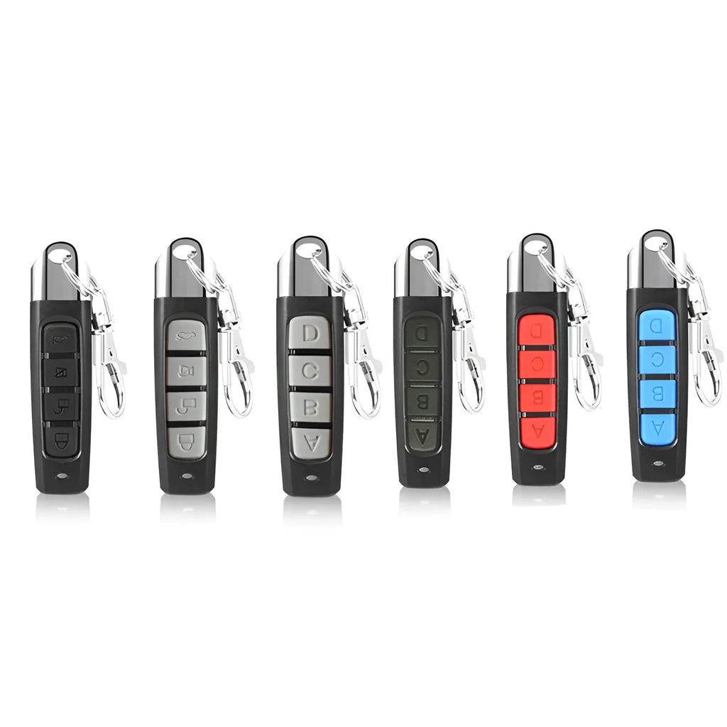 Black 433MHz rolling door remote control with 100m range and copy function