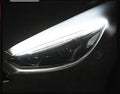 Flexible silicone car LED strip light showing daytime running light and flowing turn signal function in blue to yellow colour.
