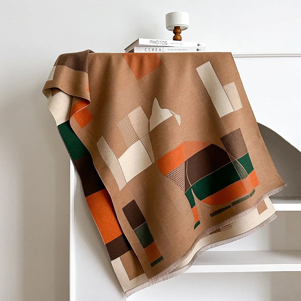 European style imitation cashmere shawl scarf in various colours showing 185x65cm dimensions