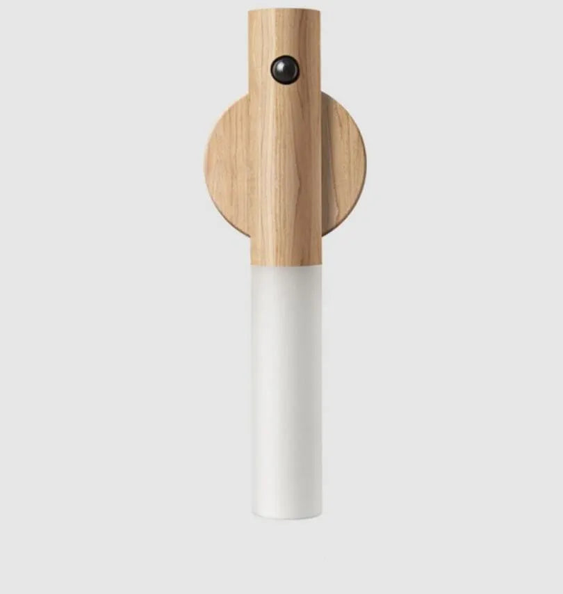 Smart sensor LED desk lamp with solid wood base in coffee brown finish