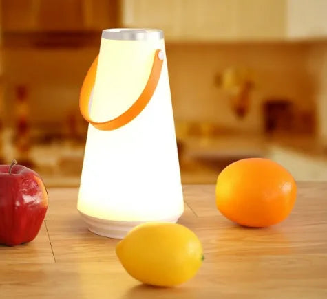 White rechargeable LED creative charging night light table lamp measuring 12×12×22 cm