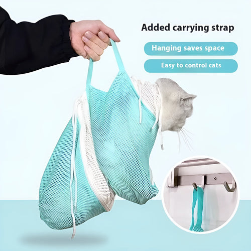 Upgraded 5th generation cat grooming bag in grey white, green white, and pink white colour options