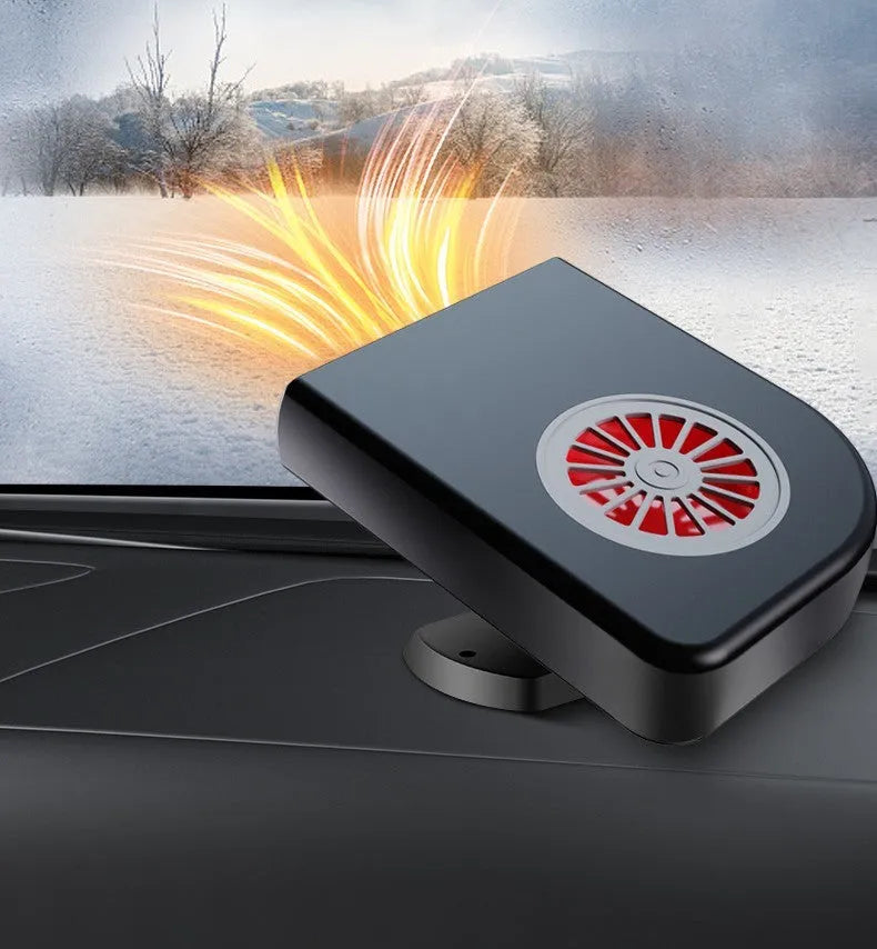 Black vehicle-mounted heater with adjustable head for car defrosting and defogging