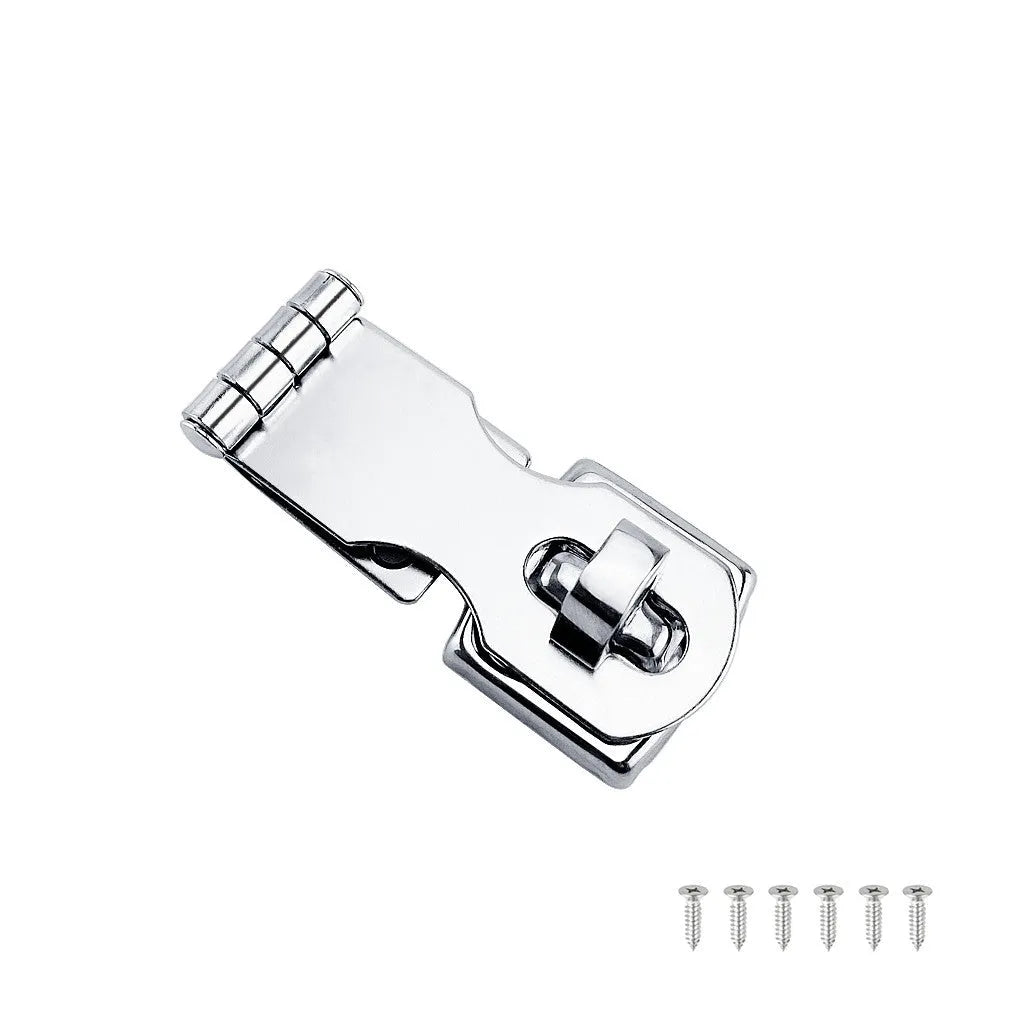 Silver 304 stainless steel security bolt hasp with a mirror finish.