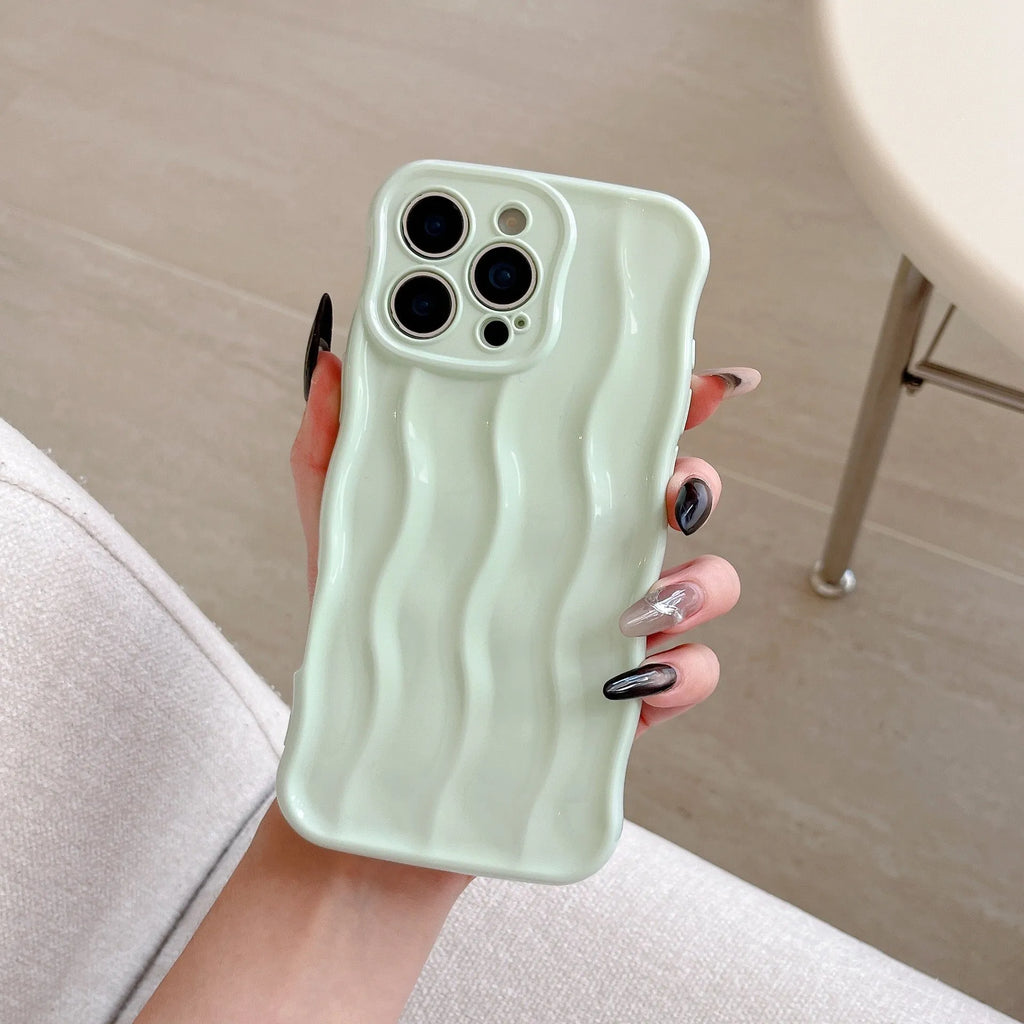 Electroplated wave stripe pattern iPhone 17 protective case in multiple colour options