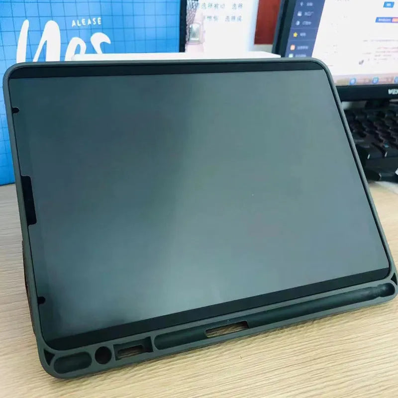 Magnetic detachable screen protector film for iPad tablets on a white background