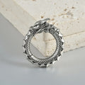 Retro large geometric auricle earrings with antique silver dragon shape detail