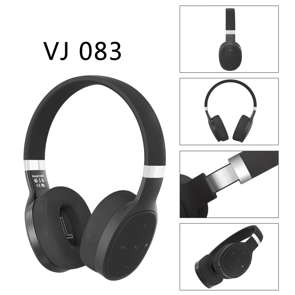 Bluetooth wireless headset with 40mm speakers in black, blue, grey, or white colour options