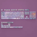 Water lily themed PBT keycap set with side-carved transparent characters for mechanical keyboards