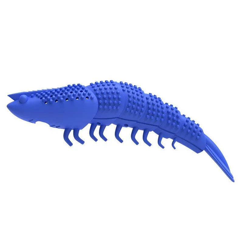 Blue hard rubber catnip toy with teeth cleaning texture and bell for interactive feline dental play