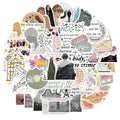 50 sheets of colourful graffiti and cartoon waterproof stickers measuring 4-6cm