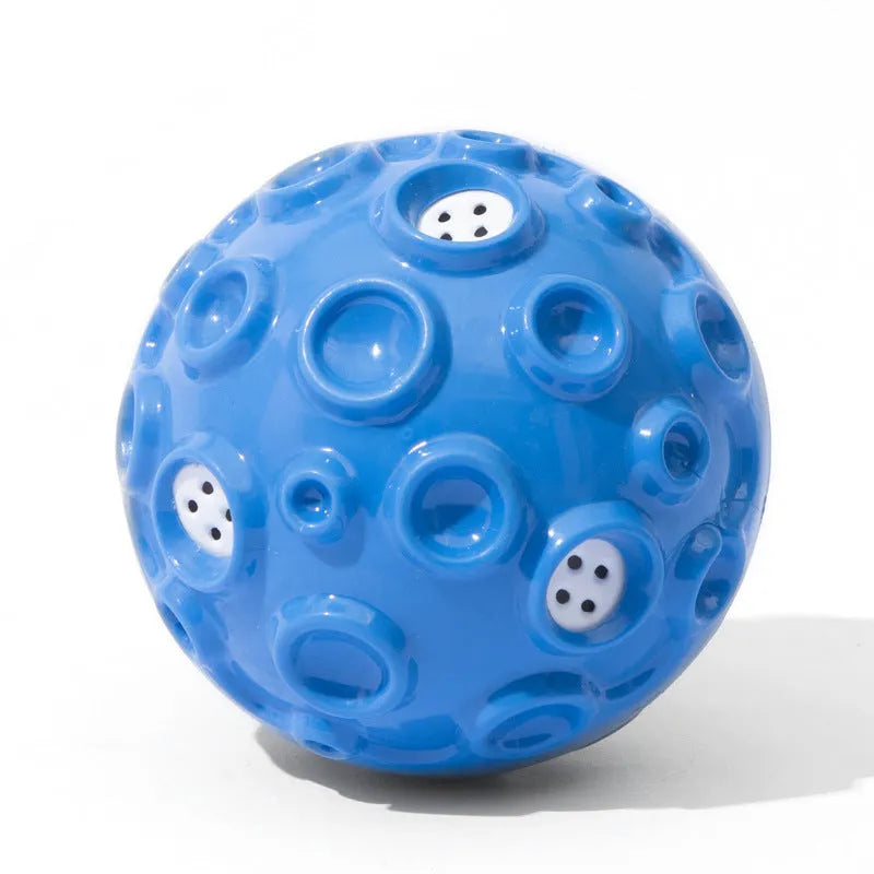 Durable dog toy ball for aggressive chewers with squeaky sound in black, blue, green, orange or yellow