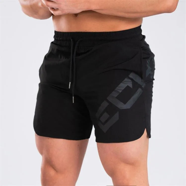 Men's elastic thin running shorts in black, dark grey, navy blue and white colours, knee length with quick-dry fabric