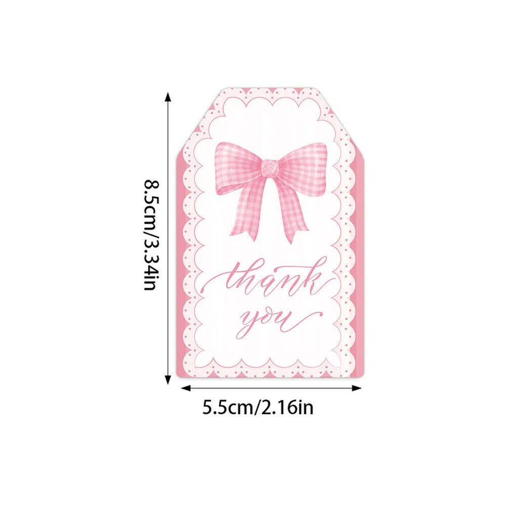 60 paper birthday gift tags with natural jute twine in three decorative bowknot styles