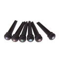 Six ebony folk guitar string nails with matt black finish for acoustic guitar bridge