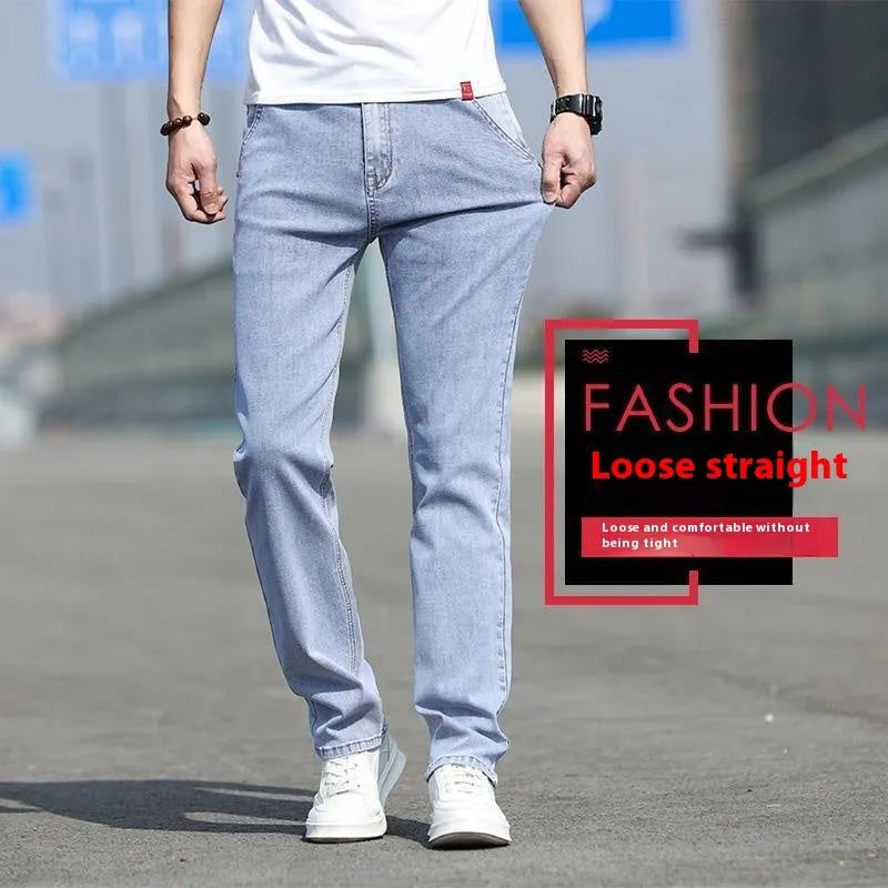Men's smoky grey rabbit fur jeans with straight cut and low waist design