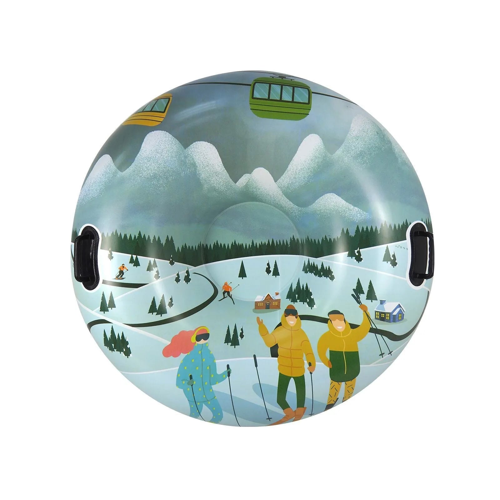 Creative printed PVC ski ring for winter outdoor activities in three colour designs