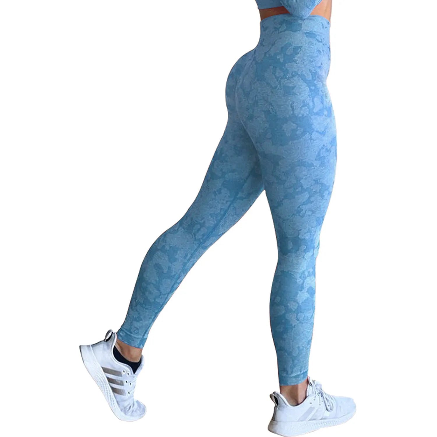 Women's booty lifting fitness leggings in camo and leopard print designs for gym and yoga workouts