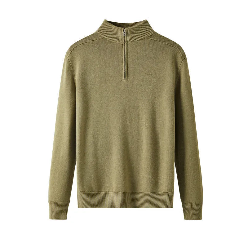 Men's thickened wool casual sweater in slim fit with long sleeves and pullover design