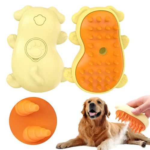 3-in-1 steam cat brush with massage function for pet grooming