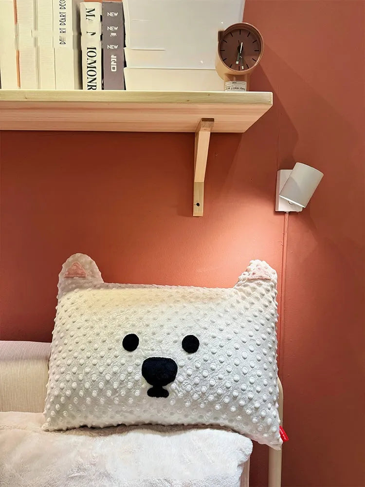 West Highland puppy design pillow in grey or white colours measuring 50x35x18cm