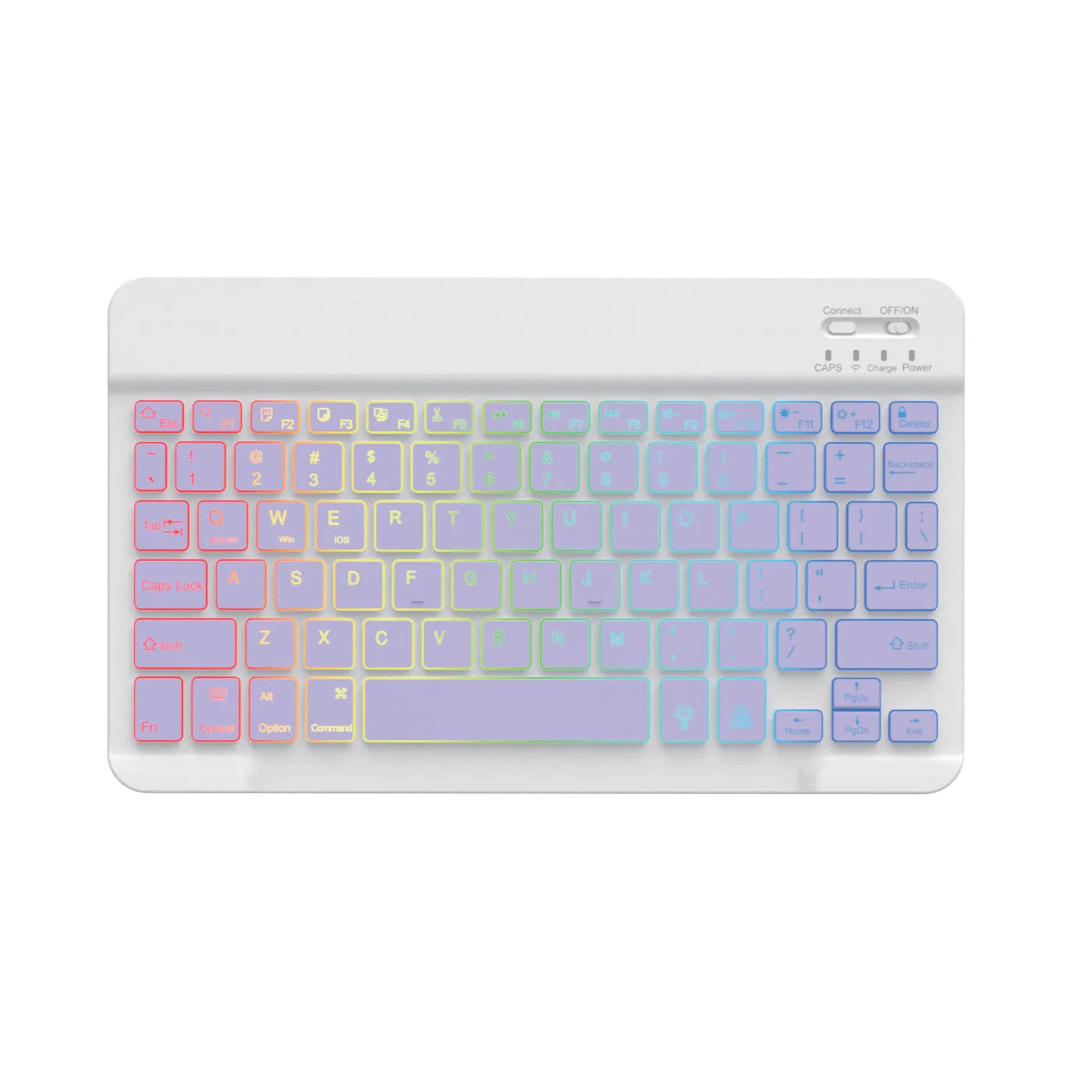 10-inch wireless Bluetooth keyboard with multi-colour LED backlighting for tablets and mobile phones