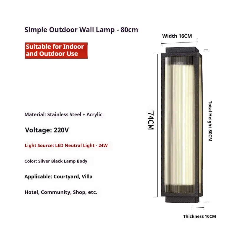Stainless steel outdoor wall lamp with waterproof rating for garden installation