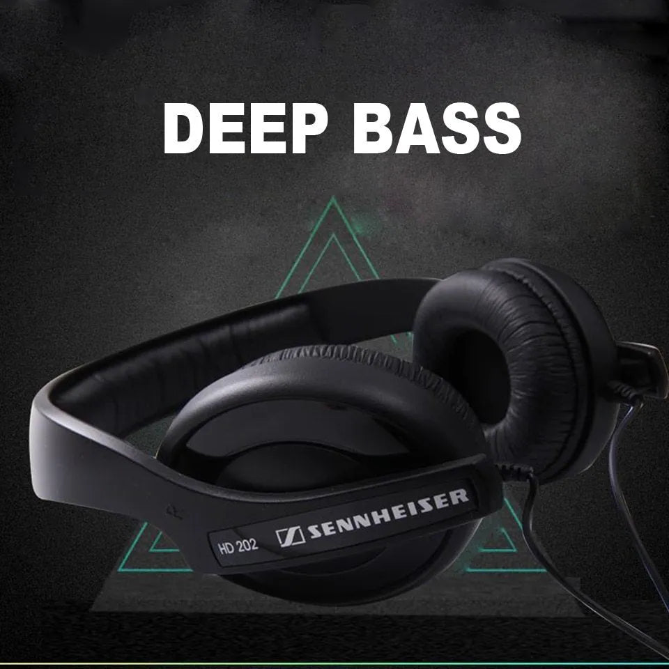 Black head mounted stereo headphones with microphone and 3.5mm plug