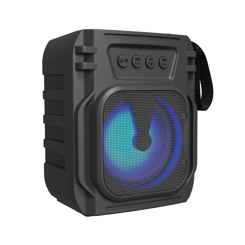 Portable Bluetooth speaker in colour 3107 showing compact card-style design with USB charging port