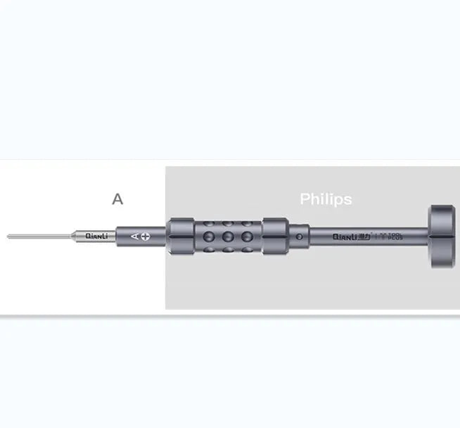 Precision screwdriver with grenade-shaped handle for iPhone repair with five bit types
