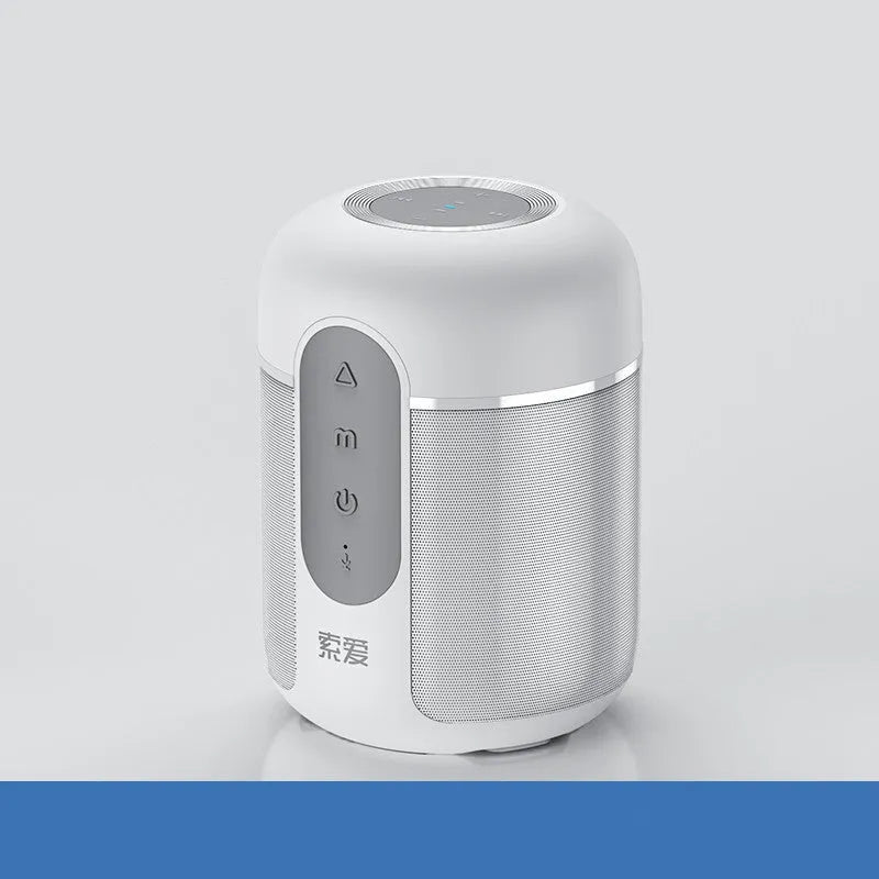 Black portable Bluetooth speaker showing compact 72mm x 99mm dimensions with connectivity ports