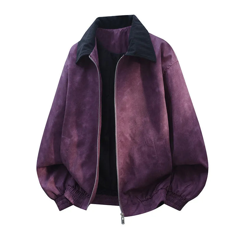 Men's stitching lapel casual jacket coat in Lycra fabric with side seam pockets