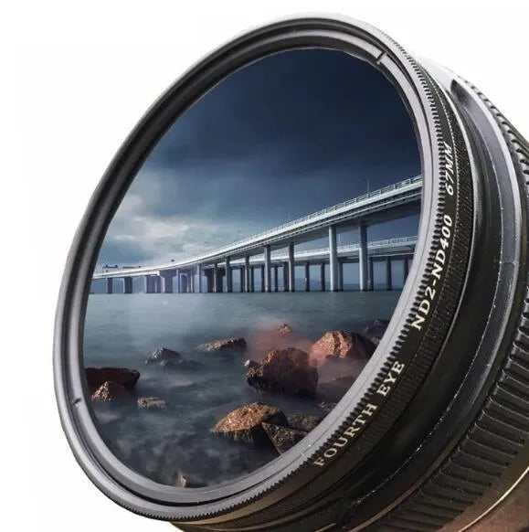 Adjustable camera ND filter with multiple thread sizes for lens compatibility