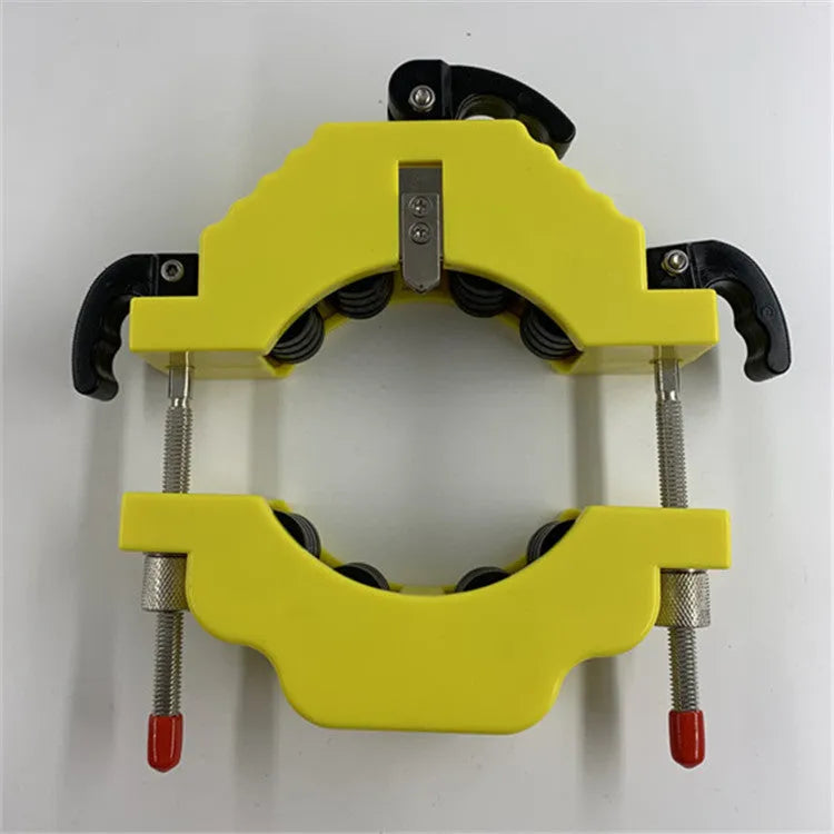 Yellow adjustable glass bottle cutter tool for DIY craft projects with measurement markings