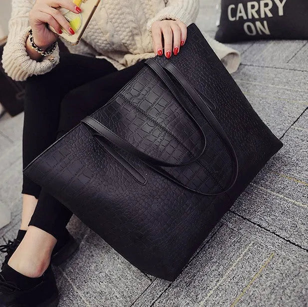 EuropeShoulder Bag Handbag simple fashion accessory black grey leather look