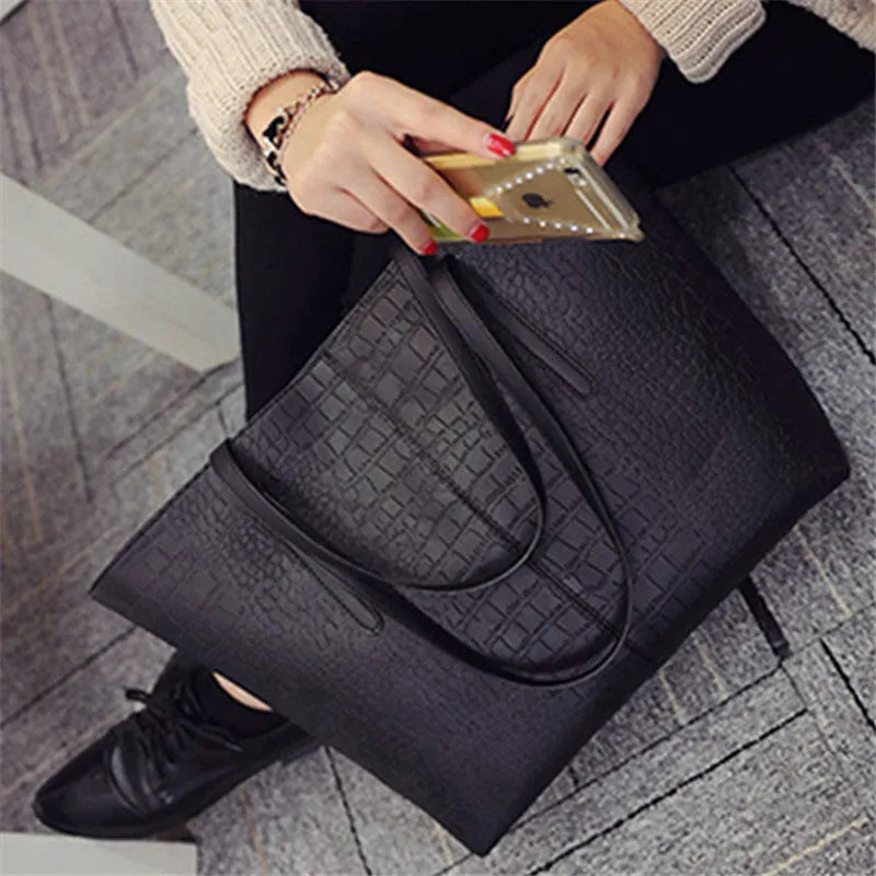 EuropeShoulder Bag Handbag simple fashion accessory black grey leather look