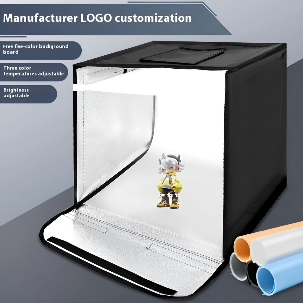 50cm studio light box with USB-powered three-colour LED lighting for product photography