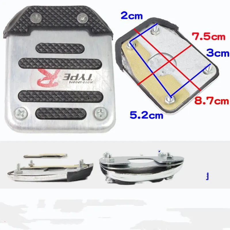 Metal motorcycle brake pedal skid plate replacement part for scooters and electric vehicles