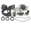 Metal water pump and belt assembly replacement part measuring 28x18x16cm
