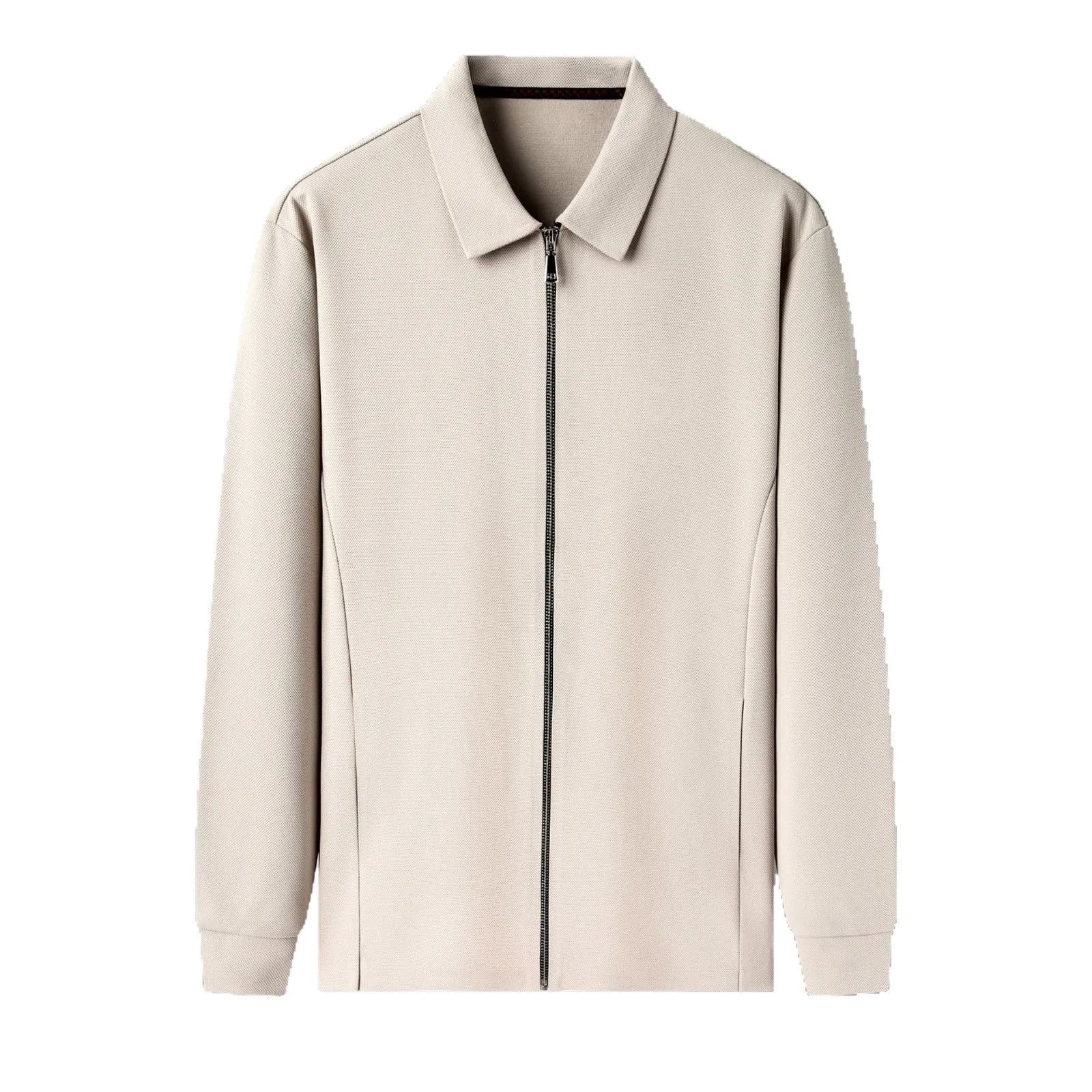Men's polyester casual business jacket in black, dark grey or apricot with straight hem