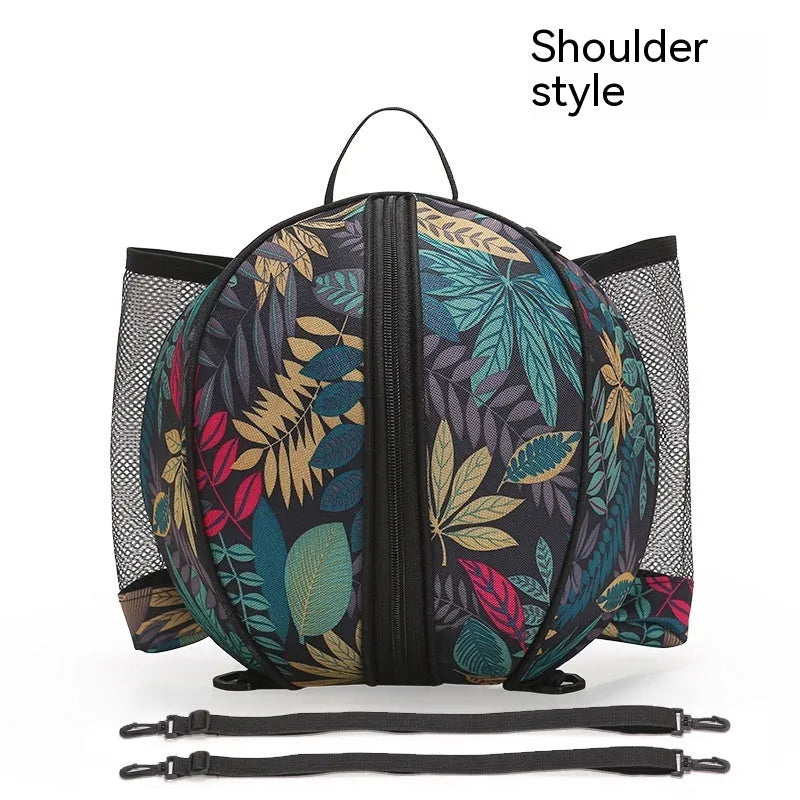 Oxford cloth basketball training bag in black, shown in one-shoulder and two-shoulder backpack styles