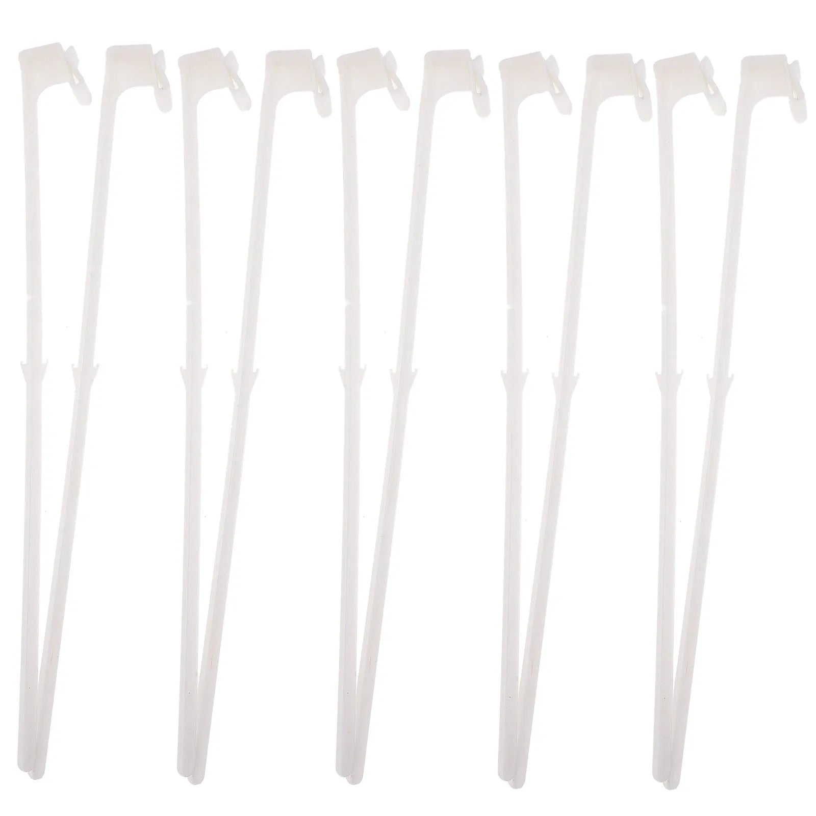 Ten white PP plastic car window flag pole holders mounted on vehicle