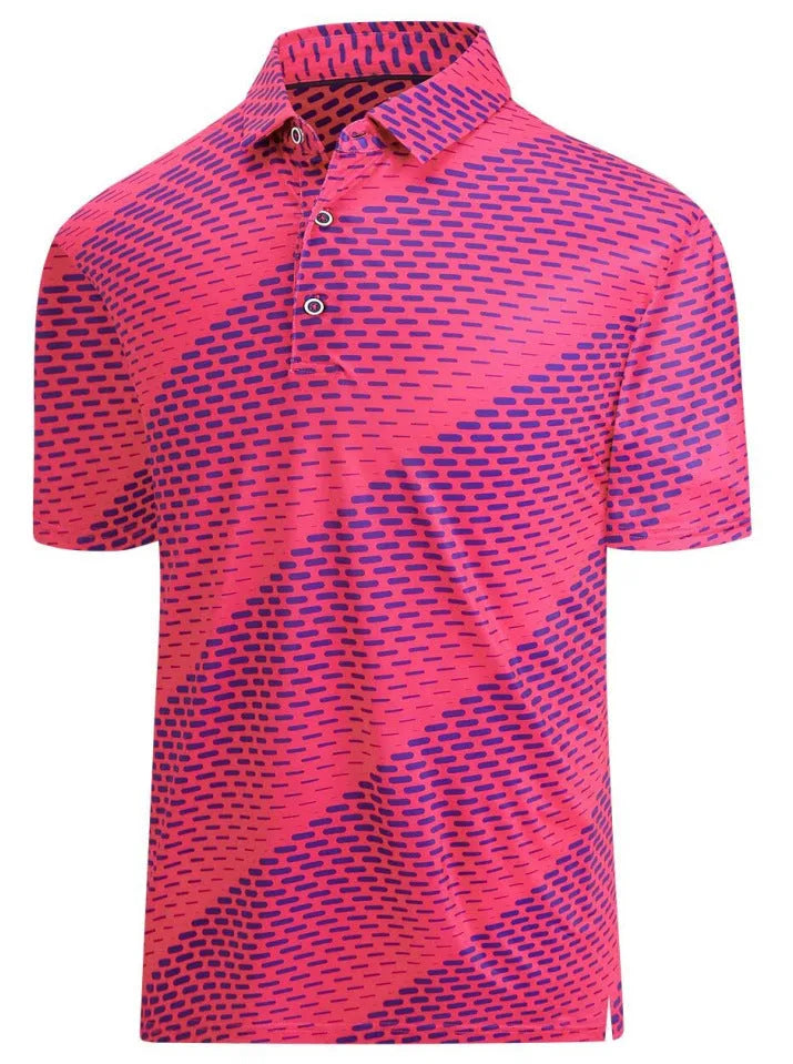 Men's 3D printed short sleeve t-shirt in Japanese retro style with zipper decoration on mesh fabric.