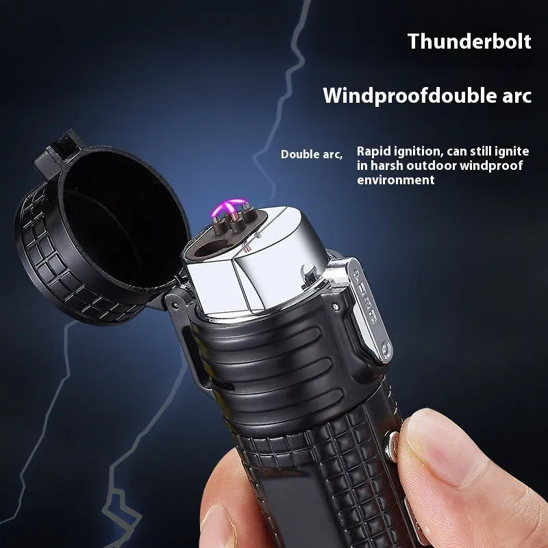 TH727 multi-functional metal flashlight lighter showing camouflage colour option