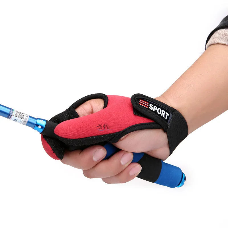 Two-finger fishing glove with microfiber palm and diving cloth backing