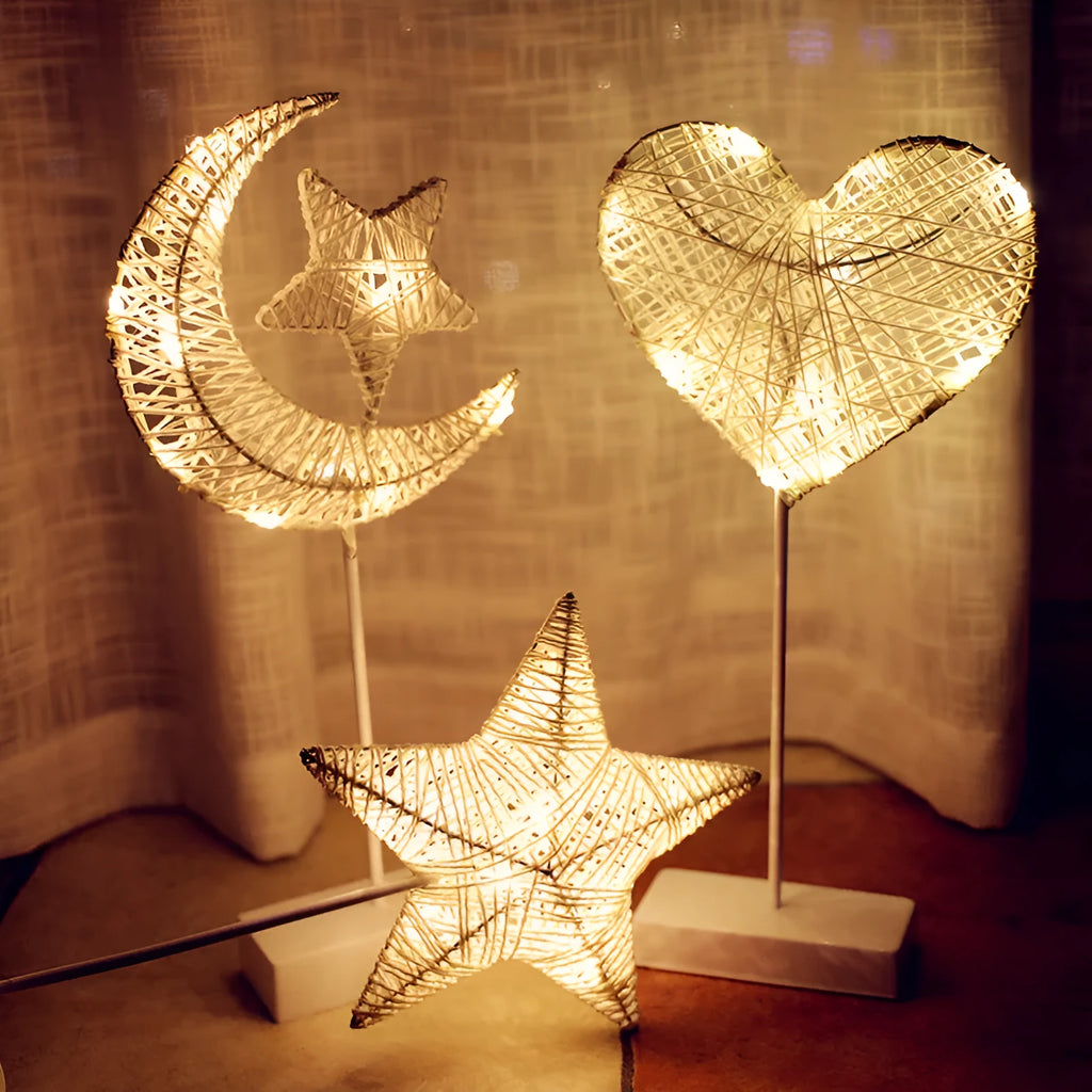 LED rattan star lamp with copper wire frame measuring 23x40cm for bedroom decoration
