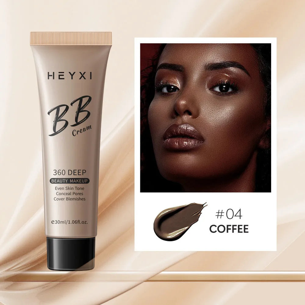 Waterproof BB cream tube showing four colour shade options for different skin tones