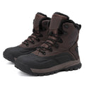 Men's black fleece-lined high-top lace-up boots with a flat heel on a ribbed sole