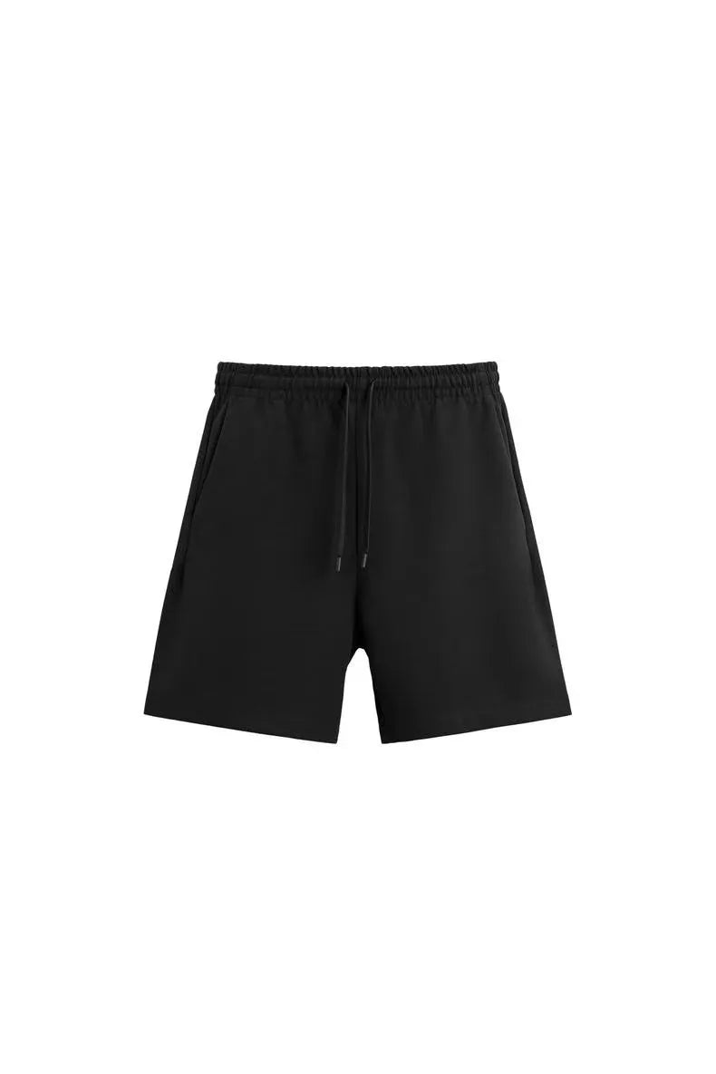 Short sleeve top and matching shorts set with double-sided cloth texture in urban style