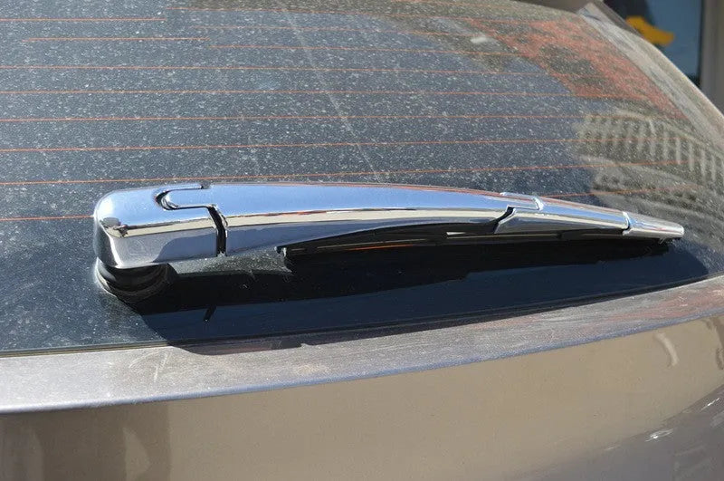 Four silver ABS plastic rear window wiper cover trims for Hyundai 2010 models.